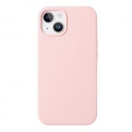 Housse silicone iPhone 14 avec intérieur microfibres - Rose pastel photo 4