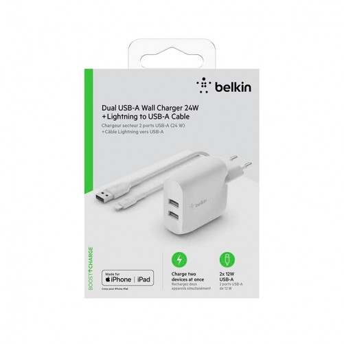 BELKIN chargeur câble Lightning et 2 Ports USB (A+A) 24W photo 4