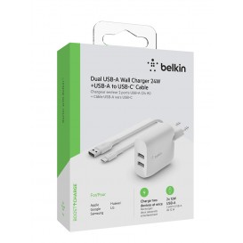 BELKIN chargeur câble USB-C et 2 Ports USB-A, 24W photo 3