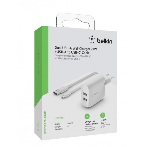 BELKIN chargeur câble USB-C et 2 Ports USB-A, 24W photo 3