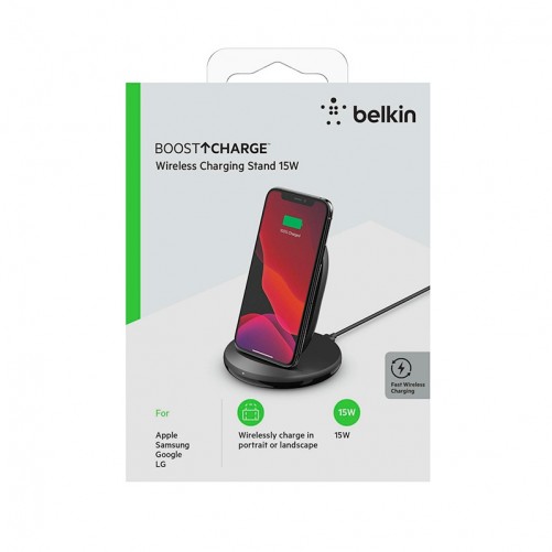 Chargeur sans fil BELKIN 15W avec adaptateur 24W et support - Noir photo 5