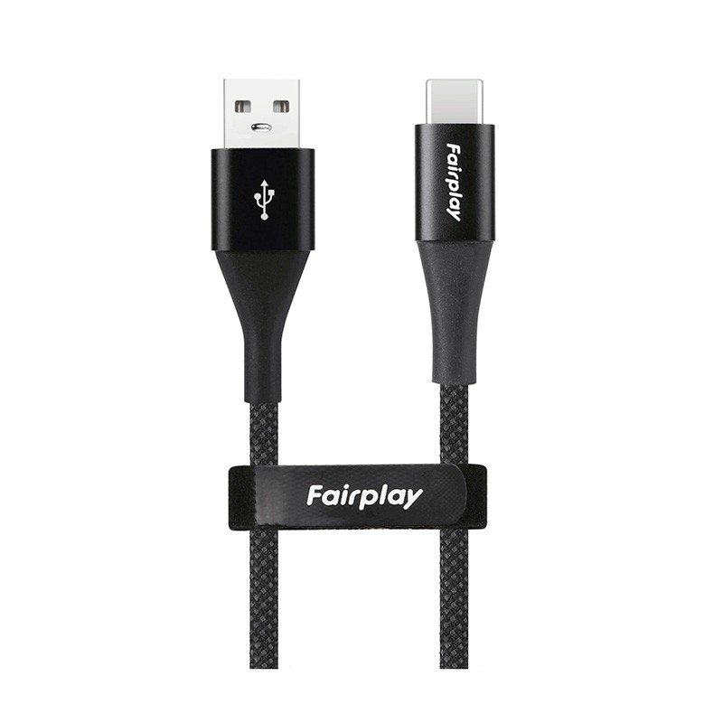 Cable de charge USB C (2m) tressé (noir) photo 1