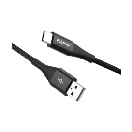 Cable de charge USB C (2m) tressé (noir) photo 2