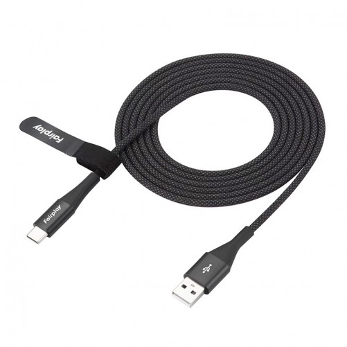 Cable de charge USB C (2m) tressé (noir) photo 3