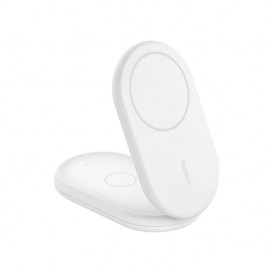 Station de charge sans fil 2 en 1 15W Qi2 blanc - Belkin photo 1