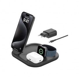Station de charge sans fil 3 en 1 15W Qi2 noir - Belkin photo 1