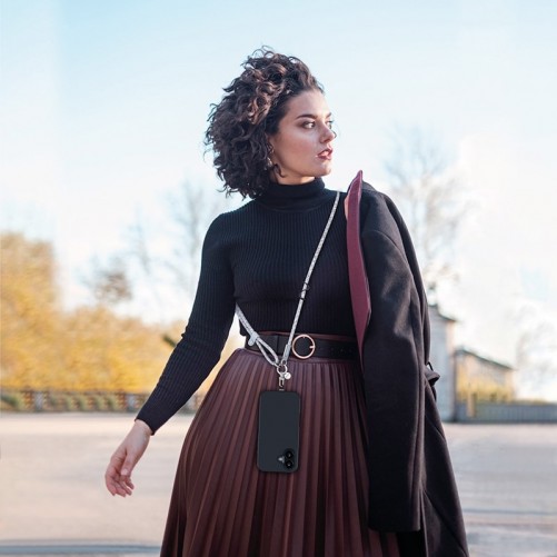 Bijou cou cordon Elena (120cm) - Blanc et noir photo 5