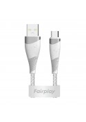 Câble USB C tressé Blanc - 2m photo 1