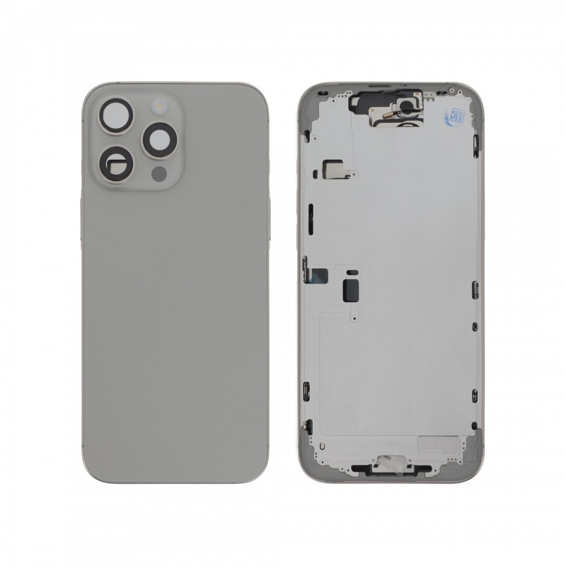 Châssis central + vitre arrière iPhone 16 Pro Max - Compatible - Titane Naturel photo 1