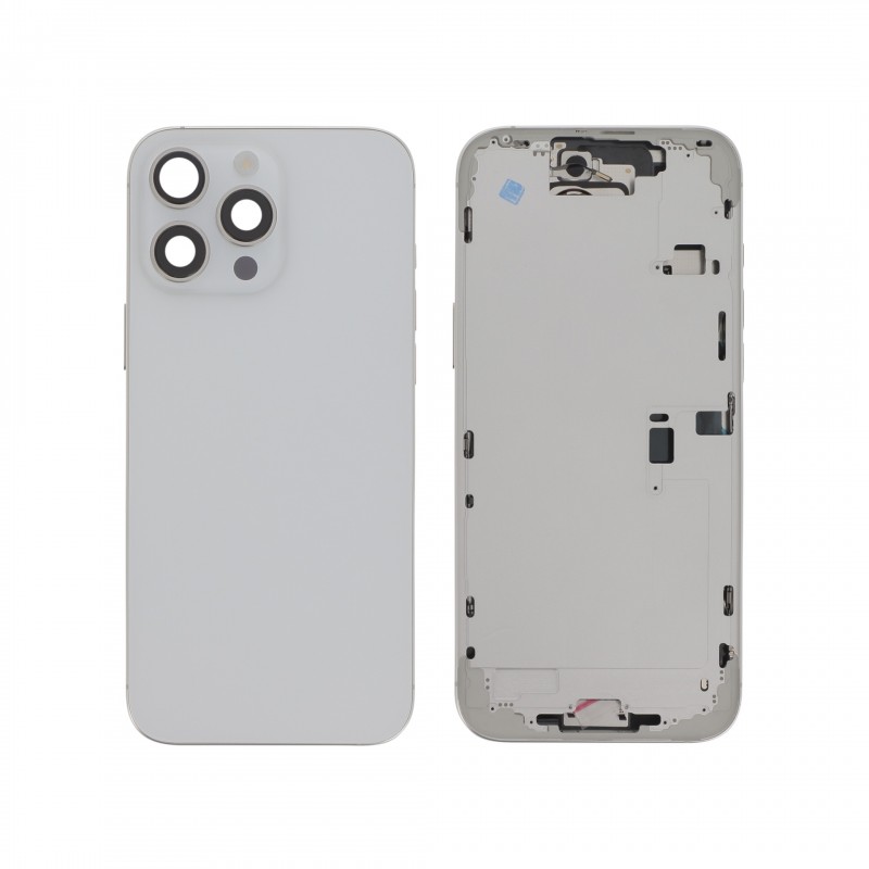 Châssis central + vitre arrière iPhone 16 Pro Max - Compatible - Titane Blanc photo 1