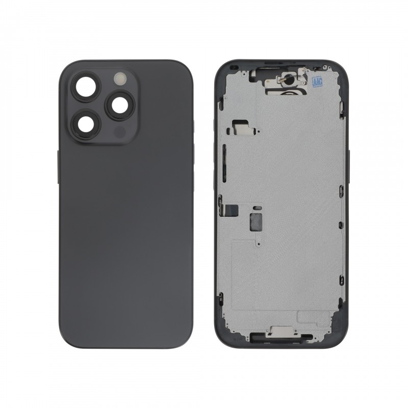 Châssis central + vitre arrière iPhone 16 Pro - Compatible - Titane Noir photo 1