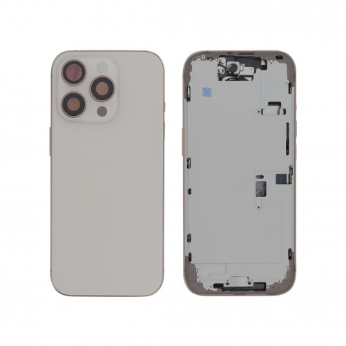 Châssis central + vitre arrière iPhone 16 Pro - Compatible - Titane Désert photo 1