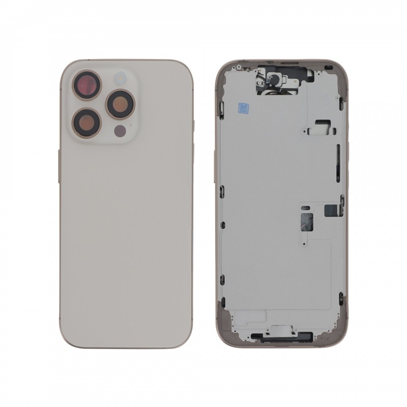Châssis central + vitre arrière iPhone 16 Pro - Compatible - Titane Désert photo 1