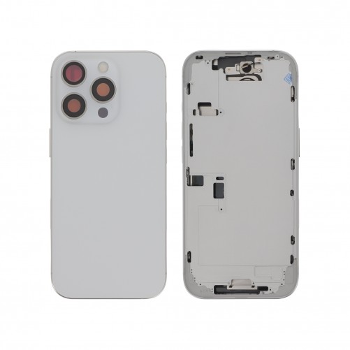 Châssis central + vitre arrière Titane iPhone 16 Pro - Compatible - Blanc photo 1