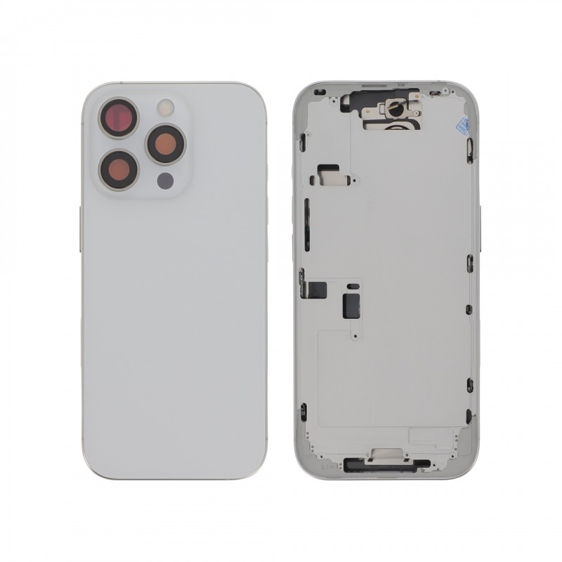 Châssis central + vitre arrière Titane iPhone 16 Pro - Compatible - Blanc photo 1