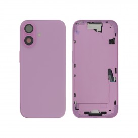 Châssis central + vitre arrière iPhone 16 - Compatible - Rose photo 1