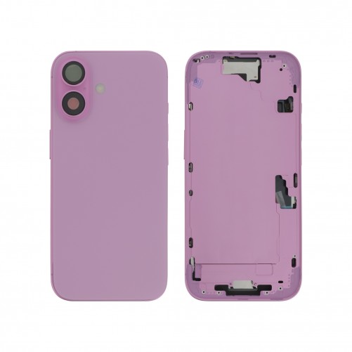 Châssis central + vitre arrière iPhone 16 - Compatible - Rose photo 1