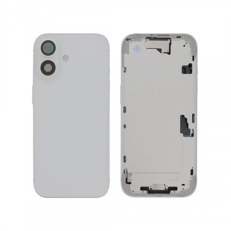Châssis central + vitre arrière iPhone 16 - Compatible - Blanc photo 1