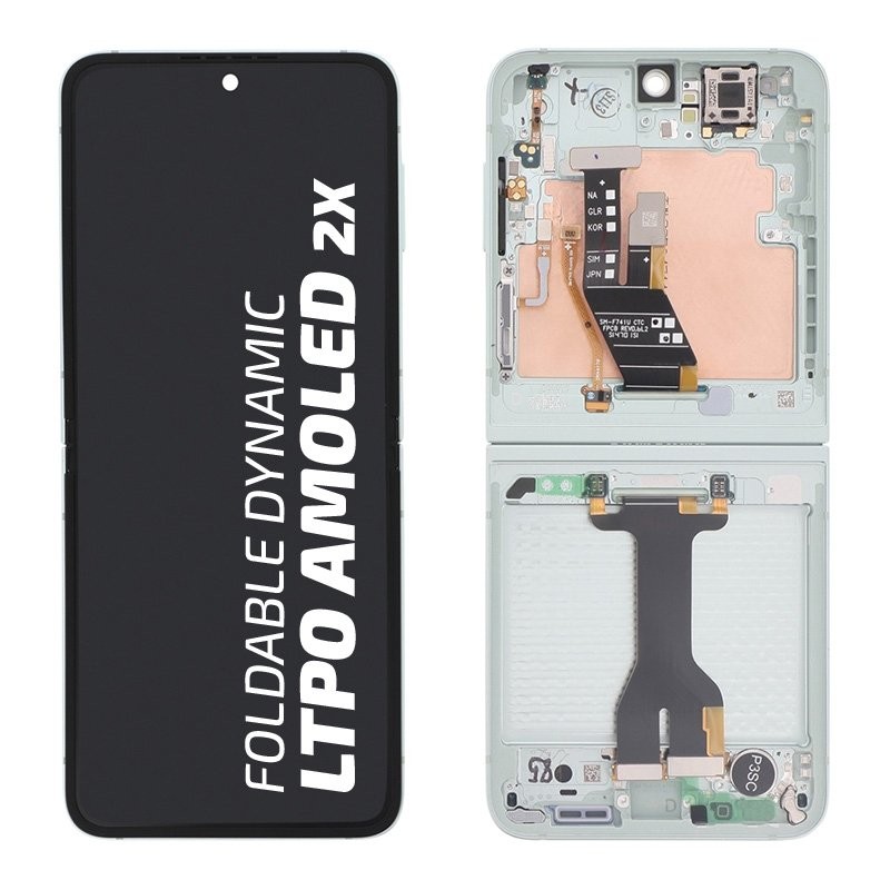 Bloc écran complet intérieur Samsung Galaxy Z Flip6 - Officiel - Vert d\'eau photo 1