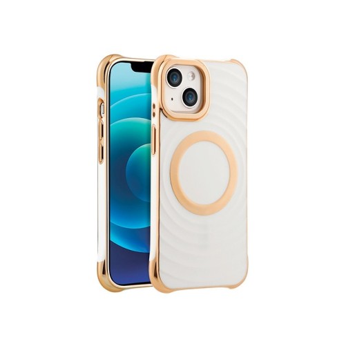 Coque cercles MagSafe iPhone 11 - blanc cassé et dorée photo 1