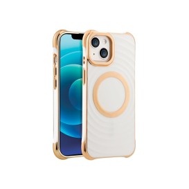 Coque cercles MagSafe iPhone 12 Pro Max - blanc cassé et dorée photo 1