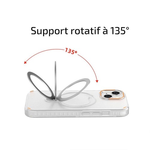 Housse pour iPhone 14 Plus avec anneau métal rotatif - Rose photo 3