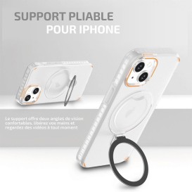 Housse pour iPhone 14 Plus avec anneau métal rotatif - Rose photo 4