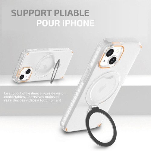 Housse iPhone 14 Pro Max avec anneau métal rotatif - Transparente photo 4