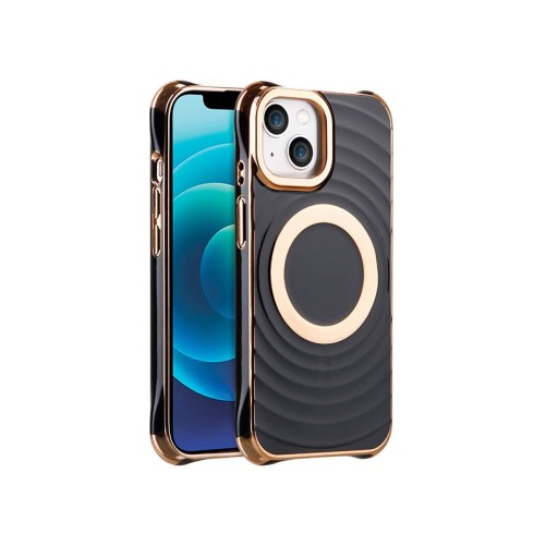 Coque cercles MagSafe iPhone 16 Pro Max - noire et dorée photo 1