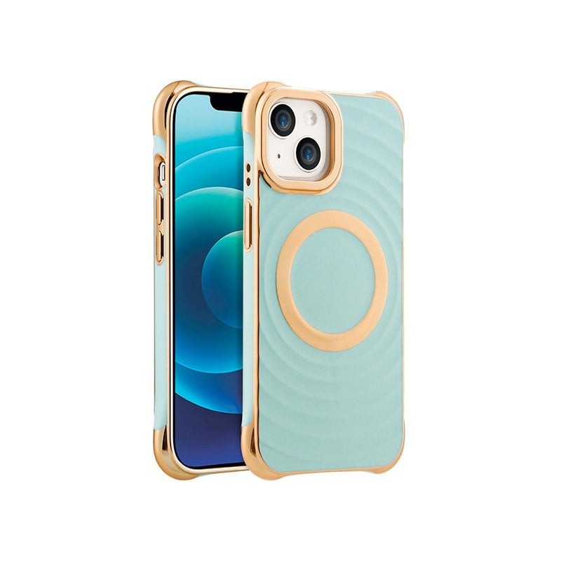 Coque cercles MagSafe iPhone 16 Pro Max - bleue et dorée photo 1