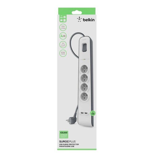 Multiprise Belkin 4 prises avec 2 USB, protection contre les surtensions photo 3