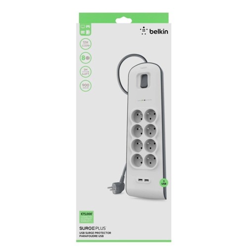 Multiprise Belkin 8 prises avec 2 USB, protection contre les surtensions photo 3