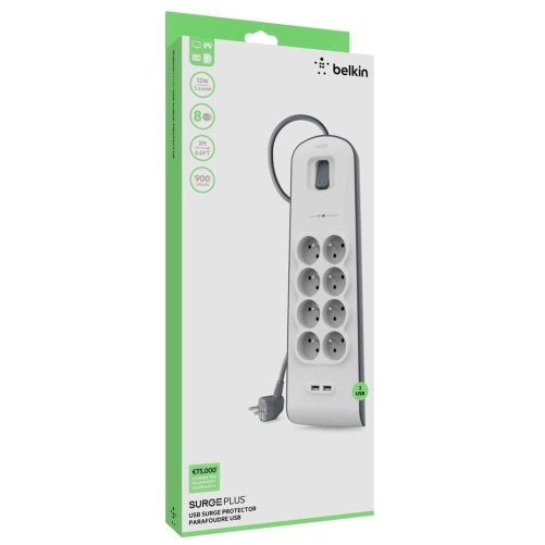 Multiprise Belkin 8 prises avec 2 USB, protection contre les surtensions photo 4