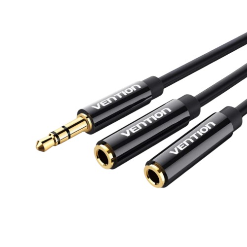 Câble répartiteur stéréo Jack 3,5mm mâle vers 2 femelles Vention - Noir photo 1