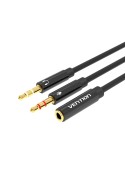 Câble Vention adaptateur audio Splitter Y Jack 3,5mm mâle 4 pôles vers 2 femelles 0,3m - Noir photo 1