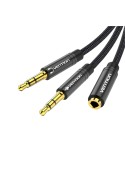 Câble Vention adaptateur audio Splitter Y Jack 3,5mm mâle 4 pôles vers 2 femelles 0,3m - Noir photo 2