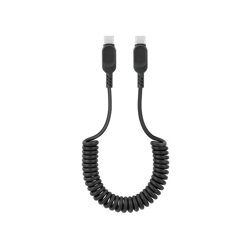 Câble USB-C vers USB-C avec cordon spirale - Noir photo 1