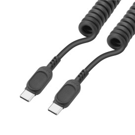 Câble USB-C vers USB-C avec cordon spirale - Noir photo 1