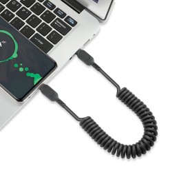 Câble USB-C vers USB-C avec cordon spirale - Noir photo 4