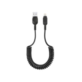 Câble USB-A vers Lightning avec cordon spirale - Noir photo 1