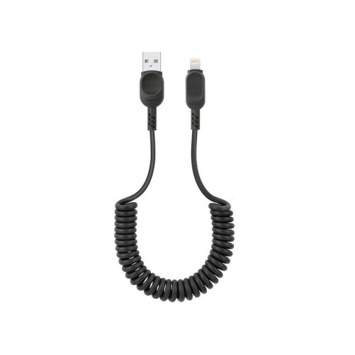 Câble USB-A vers Lightning avec cordon spirale - Noir photo 1