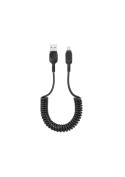 Câble USB-A vers Lightning avec cordon spirale - Noir photo 1