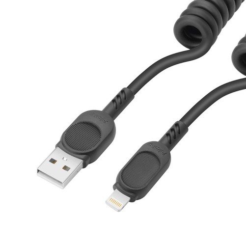 Câble USB-A vers Lightning avec cordon spirale - Noir photo 2