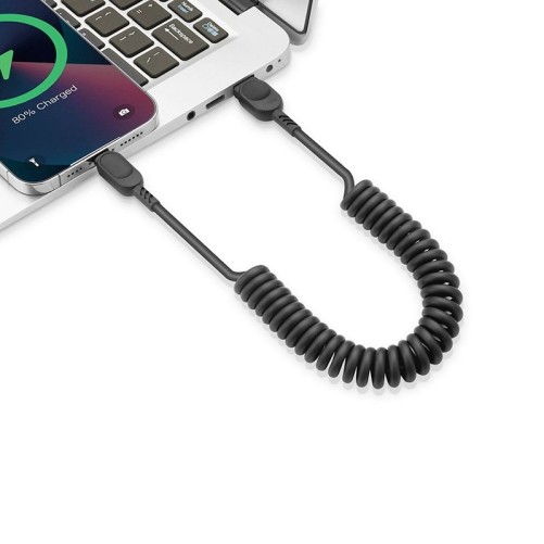 Câble USB-A vers Lightning avec cordon spirale - Noir photo 3