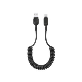 Câble USB-A vers USB-C avec cordon spirale - Noir photo 1