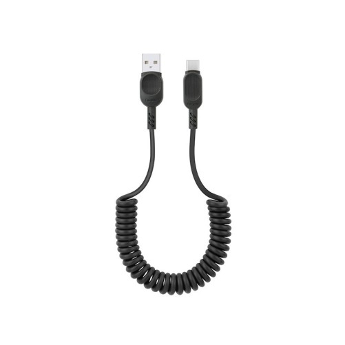 Câble USB-A vers USB-C avec cordon spirale - Noir photo 1