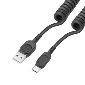 Câble USB-A vers USB-C avec cordon spirale - Noir photo 1