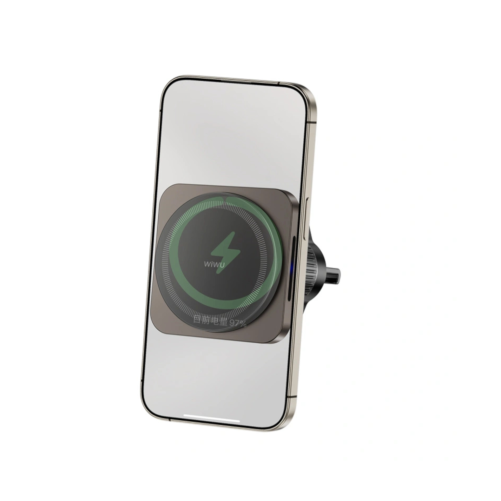 Chargeur voiture WiWU magnétique rotatif - compatible MagSafe et Qi photo 1