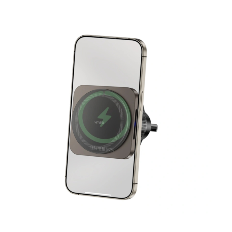 Chargeur voiture WiWU magnétique rotatif - compatible MagSafe et Qi photo 1