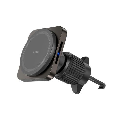 Chargeur voiture WiWU magnétique rotatif - compatible MagSafe et Qi photo 2